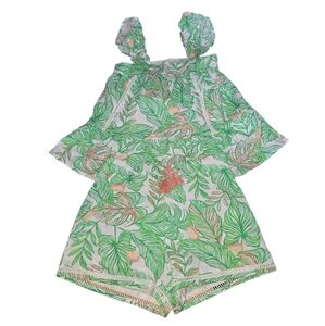 Tommy Bahama Green and Pink Tropical Lined 2 Piece Set Kids Size 10/12